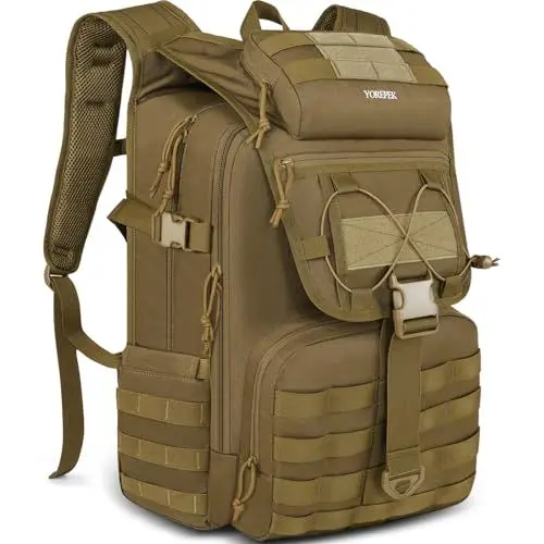 Produktbild: YOREPEK 50L Militär Rucksack, Groß Taktischer Rucksack, Wanderrucksack Herren Bundeswehr Outdoor Arbeit Survival Wasserdicht Travel Assault Tactical Backpack für Trekking Camping Reisen Jagd, Khaki
