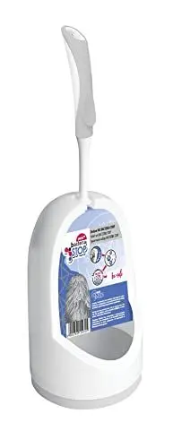 Produktbild: York Klobürste Toilettenbürste Mit Randreiniger WC Bürste Mit Halter WC Garnitur Hygienisch mit Zinkmakromoleküle Weiß Grau Bacteria Stop Griff 38 cm