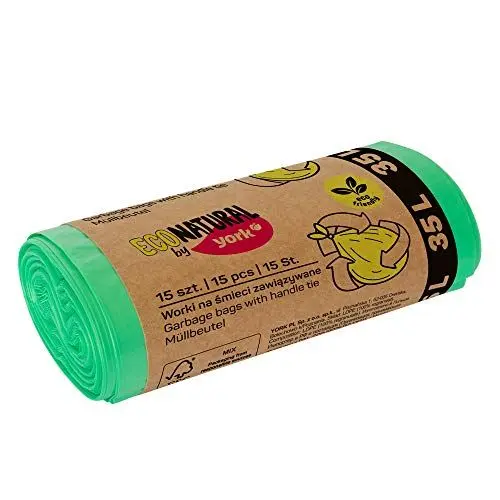Produktbild: York Eco Natural. Ökologische Müllsäcke gebunden 35L 15 Stück. Stark und langlebig.