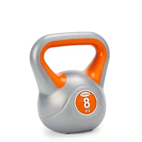 Produktbild: York Fitness Vinyl Kettlebell 8 kg - Home Gym Equipment Perfekt für Bodybuilding Gewichtheben Training Kettleball