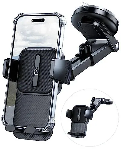 Produktbild: YOSH Handyhalterung Auto,Armaturenbrett Windschutzscheibe Telefonhalterung für Autos, Handy Halterung mit Upgrade Panel mit Doppel-Verschluss-Clips für iPhone Samsung S23 S22 Ultra Pixel