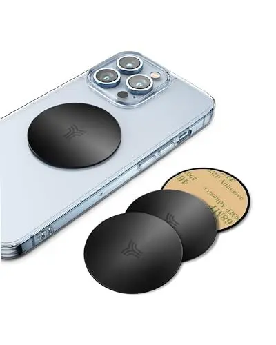 Produktbild: YOSH Metallplatten (4 runde), 4 Plättchen mit einem 3M-Kleber für magnetische Universal-Autohalterung/Smartphone-Halterung für Autohalterung/magnetischer Ständer