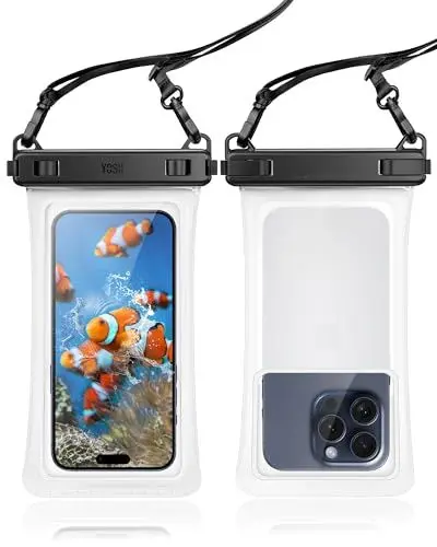 Produktbild: YOSH wasserdichte Handyhülle Mattierter (2 Stück), 8 Zoll Crossbody Unterwasser Handyhülle, IPX8 TPU Handy Wasserschutzhülle für iPhone 16 15 14 13 Pro Max Plus Samsung Galaxy S24 S23 S22 Ultra