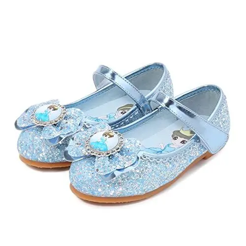 Produktbild: YOSICIL Mädchen Prinzessin ELSA Kristall Schuhe Frozen Eiskönigin Sandalen Partei Glitzer Pumps Festlich Ballerina Karneval Verkleidung Kinder Fashing Kostüm Zubehör, Blau-1, 25