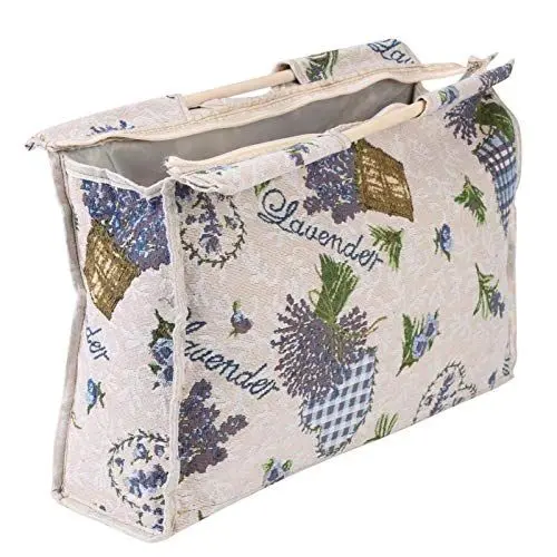 Produktbild: Yosoo Health Gear Knitting Bag, Stricktasche Für Wolle, 1 Stück Exquisite Praktische Holzgriff Gewebte Stoff Aufbewahrungstasche Für Stricknadeln Nähwerkzeuge(lila Blume)