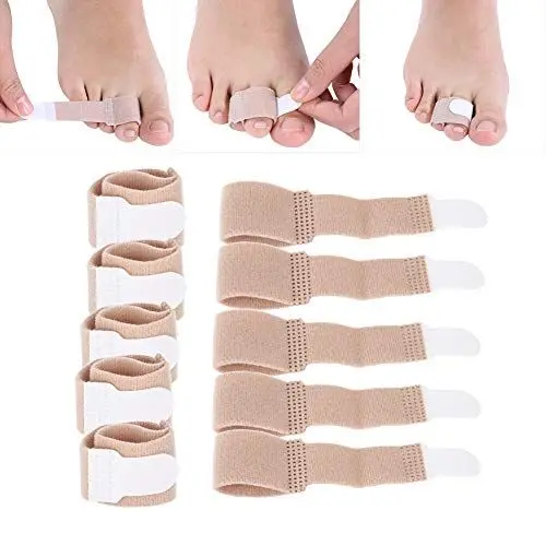 Produktbild: Zehenstrecker 10 Stück Hallux Valgus Bandage, Zehengepolsterte Bandagen, Zehen Finger Buddy Bänder Zur Korrektur von Krummen, überlappenden, Gebrochenen Zehen, Hammerzehenschienen