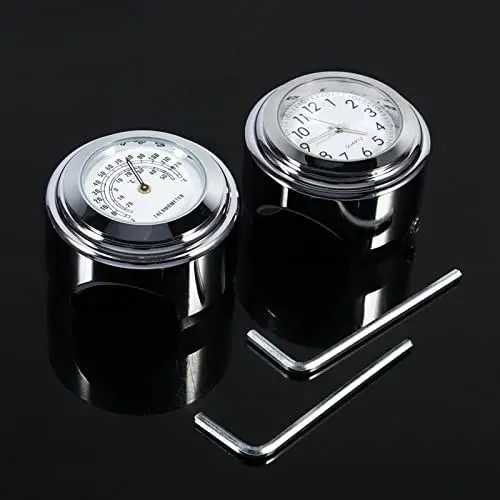 Produktbild: Yosoo Motorrad-Lenkerhalterung, Zifferblatt, Uhr und Thermometer, Wasserdicht und Stoßfest, Leuchtendes Zifferblatt, Einfache Installation, Aluminiumlegierungsmaterial,