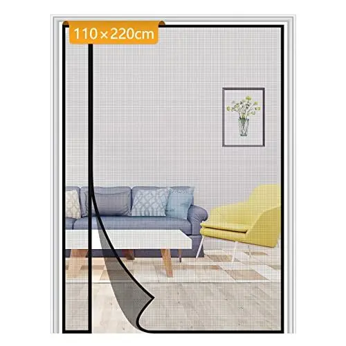 Produktbild: Yotache Fliegengitter Balkontür Magnet 110x220cm Fliegengitter Balkontür Seitliche Öffnung, Fliegengitter Tür Ohne Bohren für Schlafzimmer Kellertür Terrassentür, Schwarz
