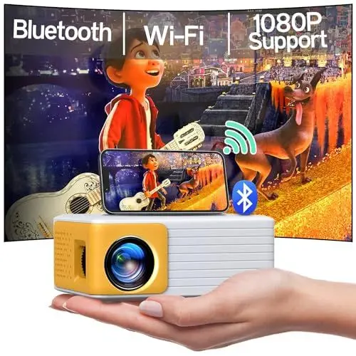 Produktbild: YOTON Mini Beamer, WiFi Projektor Full HD 1080P Unterstützt, Video Beamer Handy Kompatibel mit USB/HDMI/AV, Mini Projector für Handy iOS und Android/PC/PS4/PS5/Xbox Portable Projektor