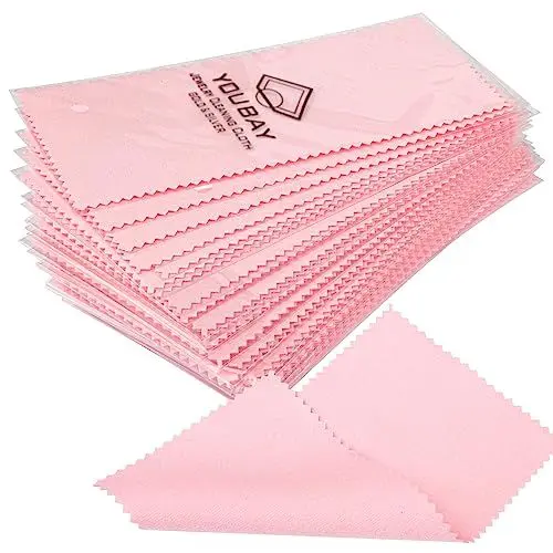 Produktbild: Youbay Schmuck-Reinigungstuch, 8 x 16 cm, einzeln verpackt, Silber-Poliertuch für Schmuck, Poliertuch für Sterlingsilber, Gold, Messing, Platin (Rosa)