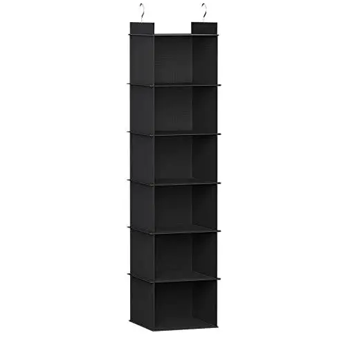 Produktbild: YOUDENOVA Hängeregal Kleiderschrank, Schrank Organizer Oxford-Stoff mit 6 Breiten Fähern,Kleiderschrank Organizer mit Metallhaken,Ordnungssystem Hängeaufbewahrung platzsparend Schwarz
