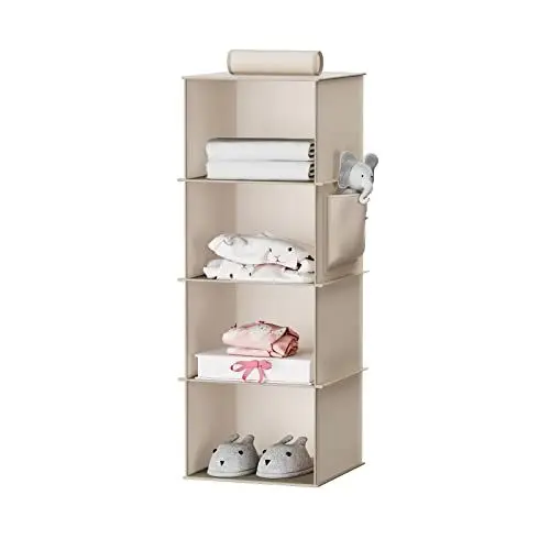 Produktbild: YOUDENOVA Hängeregal Stabiler Hängeorganizer Kleiderschrank Organizer Hängeaufbewahrung Schrankorganizer mit Bambus-Stöcke und MDF-Platten Verstärkt Beige