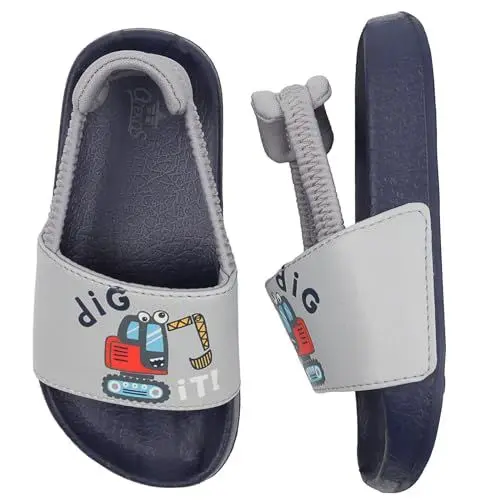 Produktbild: Youecci Badelatschen Jungen Badeschlappen 21 EU Mädchen Hausschuhe 21 Sommer Flache Kinder Badelatschen Rutschfest Leicht Dusch Strand Kinder Sandalen Cartoon Bagger