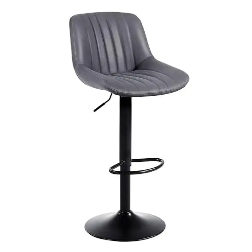 Produktbild: Youhauchair Barhocker, Drehbare Barhocker mit Lehne, Höhenverstellbar aus PU-Leder, Moderner Barstuhl Küchenhocker Bar Hocker Bar Stool, Dunkelgrau