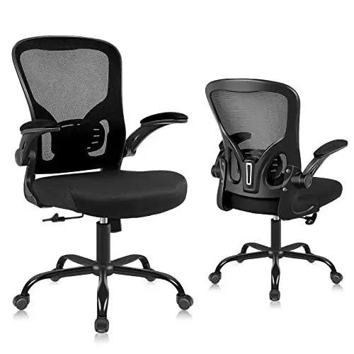 Produktbild: Youhauchair Bürostuhl, Bürostuhl Ergonomisch mit Hochklappbaren Armlehnen, Schreibtischstuhl mit Lendenwirbelstütze, Atmungsaktiver Office Chair, Schwarz