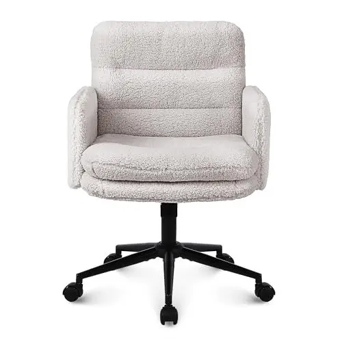 Produktbild: Youhauchair Schreibtischstuhl, Schminktisch Stuhl aus Kunstpelz, Bequemer Drehstuhl Schreibtisch Stuhl, Bürostuhl Ergonomisch mit Verstellbarer Höhe, Creme