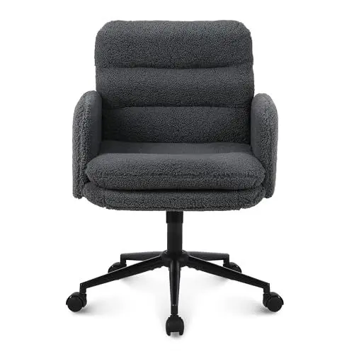 Produktbild: Youhauchair Schreibtischstuhl, Schminktisch Stuhl aus Kunstpelz, Bequemer Drehstuhl Schreibtisch Stuhl, Bürostuhl Ergonomisch mit Verstellbarer Höhe, Dunkelgrau