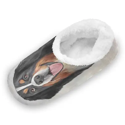 Produktbild: YOUJUNER Damen Hausschuhe Berner Sennenhund Porträt Memory Schaum Slippers für Frauen Winter Warme Pantoffeln Geschlossene Haus Schuhe Bequeme Schlafzimmer Schuhe Baumwolleschuhe
