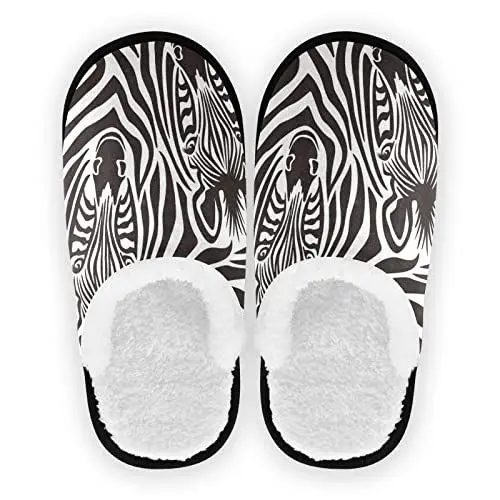 Produktbild: YOUJUNER Herren Damen Hausschuhe Tier Zebra-Druck Slippers für Frauen Warme Pantoffeln Haus Schuhe Bequeme Schlafzimmer Schuhe