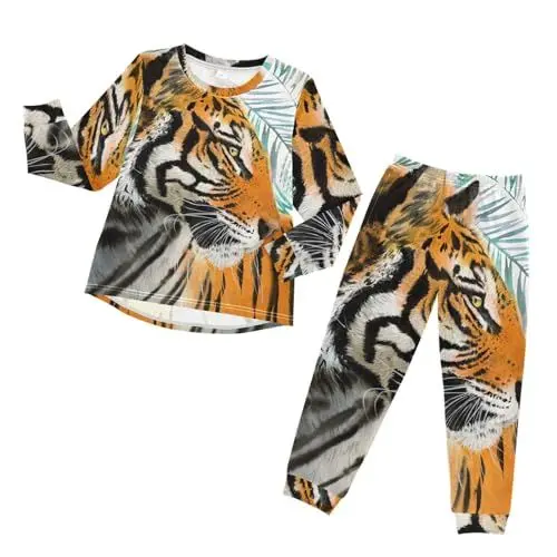 Produktbild: YOUJUNER Kinder Schlafanzug Set Tiger Pyjama Langarm Nachtwäsche Zweiteilig Schlafanzüge Set für Jungen Mädchen