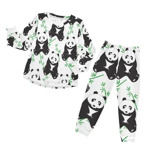 Produktbild: YOUJUNER Kinder Schlafanzug Set süßer Tierpanda Pyjama Langarm Nachtwäsche Zweiteilig Schlafanzüge Set für Jungen Mädchen