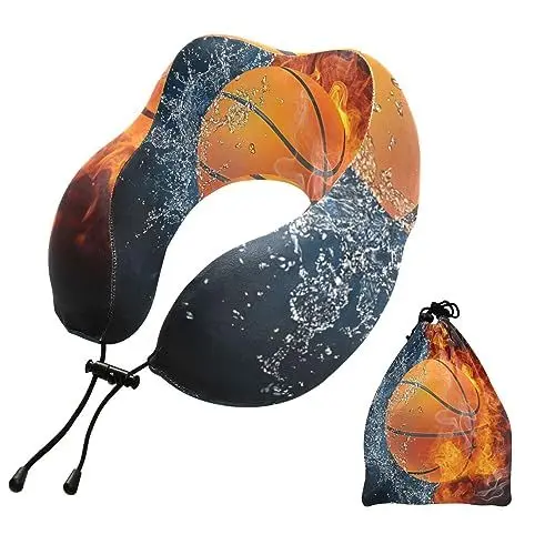 Produktbild: YOUJUNER Reisekissen Basketball-Ball-Design Memory-Schaum U-förmiges Nackenkissen Stützkissen Schlafrestkissen Kopfstütze