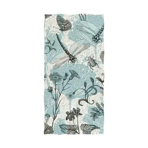 Produktbild: YOUJUNER Strandtuch Blume verlässt Schmetterlings-Libellen-Muster Groß Badetuch Badetücher Handtücher Reisehandtuch Strandtücher Saunatücher Towel