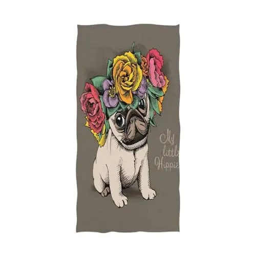 Produktbild: YOUJUNER Strandtuch Mops Dog Groß Badetuch Badetücher Handtücher Reisehandtuch Strandtücher Saunatücher Towel