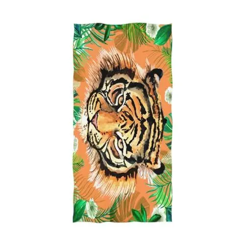 Produktbild: YOUJUNER Strandtuch Tropisches Tigergesicht Groß Badetuch Badetücher Handtücher Reisehandtuch Strandtücher Saunatücher Towel