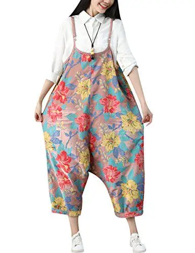 Produktbild: Youlee Damen Gedruckt Riemchen Overalls Casual Strampler Denim Latzhose Style 2 Pink
