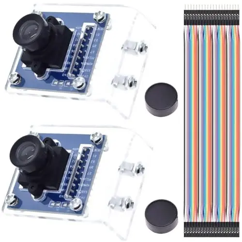 Produktbild: Youmile 2 Stück OV7670 Kameramodul 640x480 0,3Mega 300KP Unterstützt VGA CIF Auto Exposure Control Display Aktives I2C-Schnittstellenmodul mit Halterung Schraubensatz Dupont-Kabel für Arduino