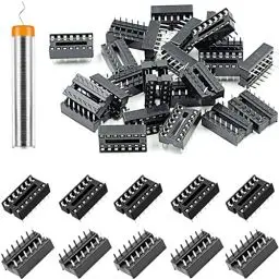 Produktbild: Youmile 50 Stück DIP-IC-Sockel 14-poliger 2,54 mm Abstand IC-Sockel-Adapter Löttyp Flachstift-IC-Komponenten von hoher Qualität mit Zinndrahtstift für Elektronikexperimente zum Selbermachen