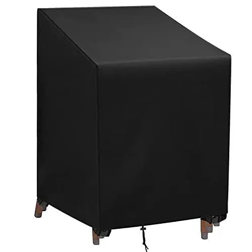 Produktbild: YoungBee Gartenstühle Abdeckung, wasserdichte, Windfest, Anti-UV, Verbessertes Reißfestes Garngefärbtesl Oxford 420D Material Schutzhülle für Stapelstühle 120 * 65 * 65/80cm Schwarz