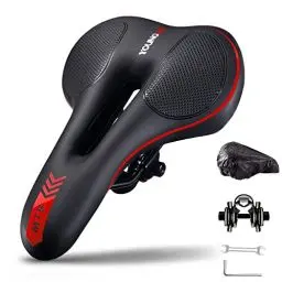 Produktbild: YOUNGDO Fahrradsattel, Gel Fahrradsitz, (Trekking) Bequemer Fahrrad Sattel für Damen & Herren, atmungsaktiv stoßdämpfend, Ergonomisch Bicycle Seat mit wasserdichte Abdeckung und Nachtreflexstreifen