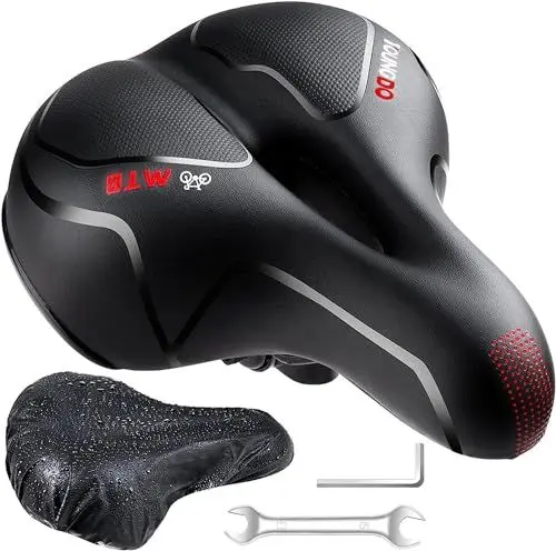 Produktbild: YOUNGDO Fahrradsattel, Gel Fahrradsitz, breiter, weicher, komfortabel atmungsaktiv stoßdämpfend, Ergonomisch Fahrrad Sattel mit wasserdichte Abdeckung, Unisex, Acrylnitril-Butadien-Styrol
