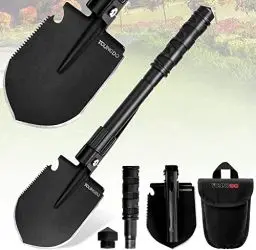 Produktbild: YOUNGDO Klappspaten 10 Funktionen, Multifunktional-Klappschaufel, Einfach Tragbar, Rostfrei Spaten aus Hochwertiger legierter Stahl, Abnehmbar Schaufel für Überleben/Schneeschaufeln/Garten/Camping