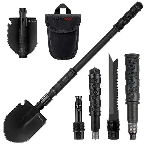 Produktbild: YOUNGDO Klappspaten 14 Funktionen, Multifunktional- KlappSchaufel von 3 Längen-Kombinationen, rostfrei Spaten aus Premiumer legierter Stahl, Abnehmbar Schneeschaufeln für Überleben/Garten/Camping