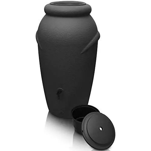 Produktbild: YourCasa Regentonne 210 Liter (Amphore Design) Regenfass Frostsicher aus Kunststoff - Regenwassertonne mit Wasserhahn - Regenwassertank Garten Regenwassersammler Wasserfass Wassertonne (Anthrazit)