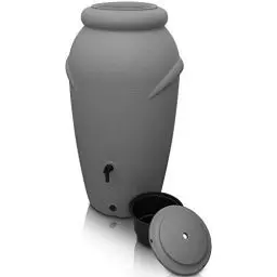 Produktbild: YourCasa Regentonne 210 Liter (Amphore Design) Regenfass Frostsicher aus Kunststoff - Regenwassertonne mit Wasserhahn - Regenwassertank Garten Regenwassersammler Wasserfass Wassertonne (Grau)