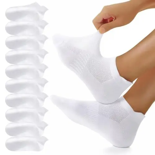 Produktbild: YouShow 10 Paar Sneaker Socken Herren Damen Kurz Sportsocken Atmungsaktive Baumwolle Laufsocken Weiß 39-42