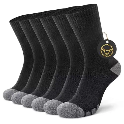Produktbild: YouShow 50% Merino Wandersocken Herren Damen 3 Paar Thermo Outdoor Trekking Socken mit Cushioned Anti-Blasen Warme Wintersocken Schwarz 43-46