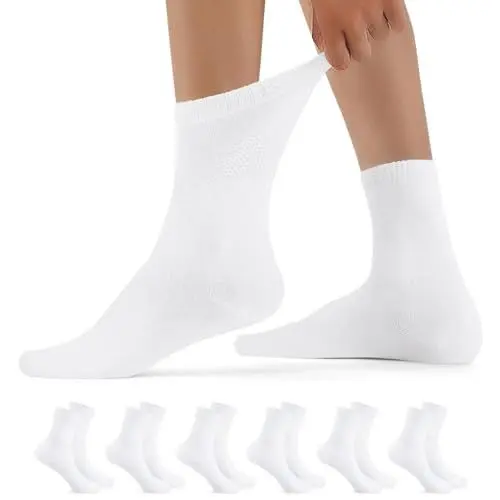 Produktbild: YouShow 6 Paar Diabetikersocken Herren Damen ohne Gummibund extra weit Hochwertiger Baumwolle Diabetiker Socken Weiß 39-42