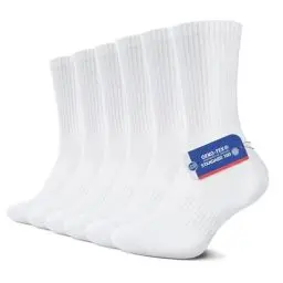 Produktbild: YouShow 6 Paar Weiß Tennissocken Herren Damen Classic Sportsocken Cushioned Crew Socken 35-38