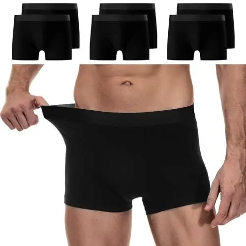 Produktbild: YouShow Boxershorts Herren Schwarz 6 Pack Baumwolle Unterhosen Männer Ohne Kratzenden Zettel Retroshorts Unterwäsche Boxer M