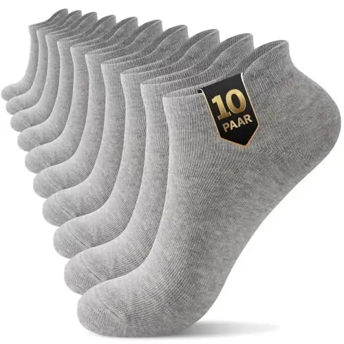 Produktbild: YouShow Sneaker Socken Herren & Damen bio Baumwolle 10 Paar Sneakersocken Kurze Socken Sportsocken Halbsocken Socks Unisex Grau 35-38
