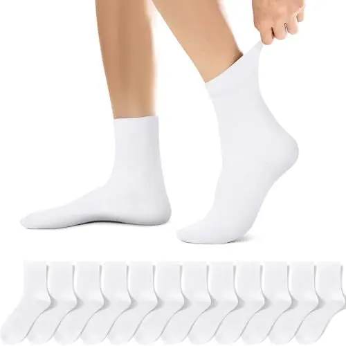 Produktbild: YouShow Socken Herren 43-46 Weiß Baumwolle Sportsocken für Herren 12 Paar Atmungsaktive Lange Business