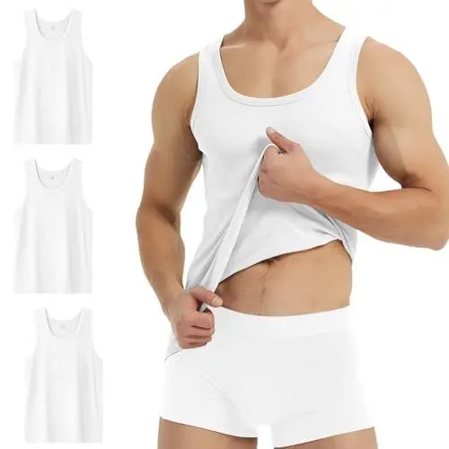 Produktbild: YouShow Unterhemd Herren Weiss Tank Top Gekämmte Baumwolle 3er Pack Business Classic ärmellos L