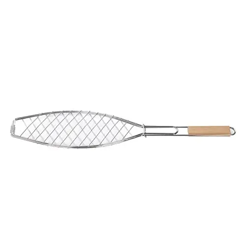 Produktbild: Yousiliang Fischgrillkorb aus Edelstahl – Fischgrillkorb aus Edelstahl, kompakter, leicht zu verstauender Grillkorb mit Griff für den Außenbereich
