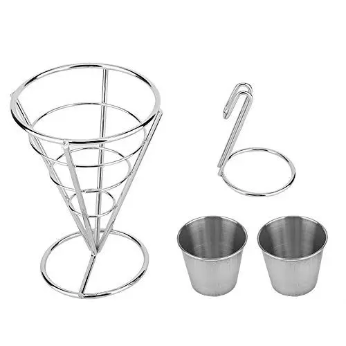 Produktbild: Yousiliang Pommes-Frites-Präsentationskörbe – Überzug, Pommes-Frites-Ständer, Buffet-Kegel, Snacks-Präsentationsständer, Pommes-Frites-Körbe (Double Cup)