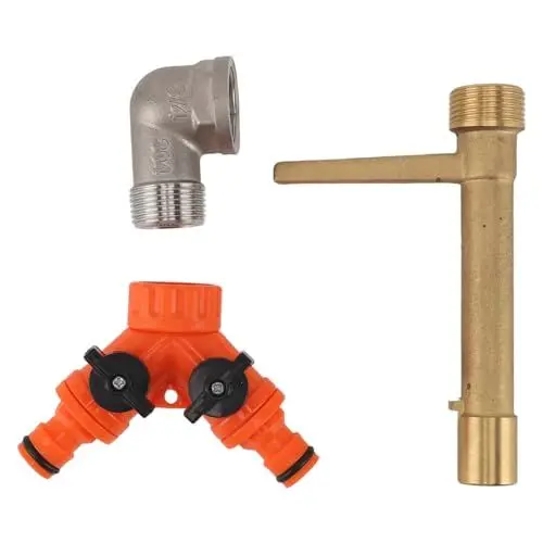 Produktbild: Yousiliang Schnellkupplungsventilschlüssel G3/4 Messing mit 2-Wege-Wasserschlauchverteiler, Schnellwassereinlassventilschlüssel für Gartenbewässerung, unterirdische Bewässerung,